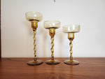 Set of Empoli Amber Candle Holders