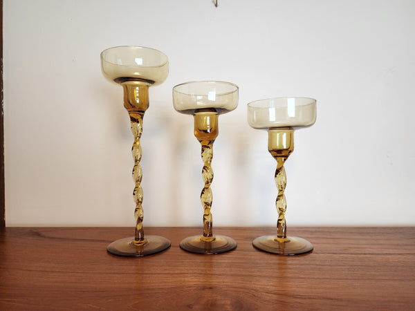 Set of Empoli Amber Candle Holders – Brassy Beehive