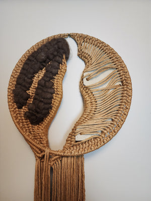 Ceramic and Wool Fiber Art Wall Hanging