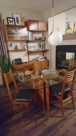 Set of 10 Teak Bowtie Ladder Back Dining Chairs
