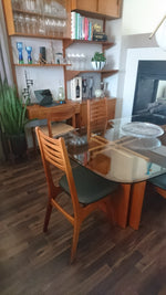 Set of 10 Teak Bowtie Ladder Back Dining Chairs