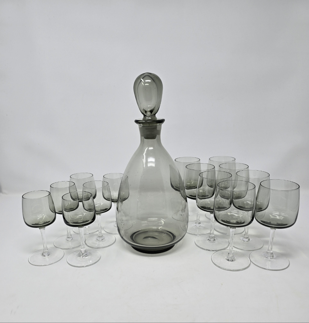 Blown Glass Decanter & Glasses