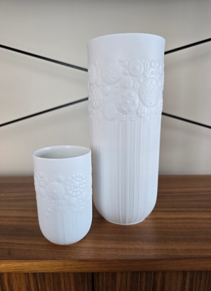 Bjorn Wiinblad for Rosenthal White Bisque Flower Relief Vase