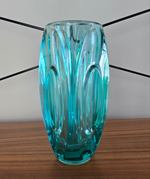 Sklo Union Large teal Bullet/Lens Glass Vase