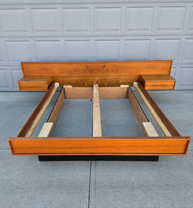 Teak Queen Bedframe w/ Floating Nightstands