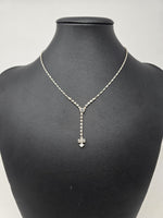 Dainty Rhinestone & Sterling Silver Lariat Necklace
