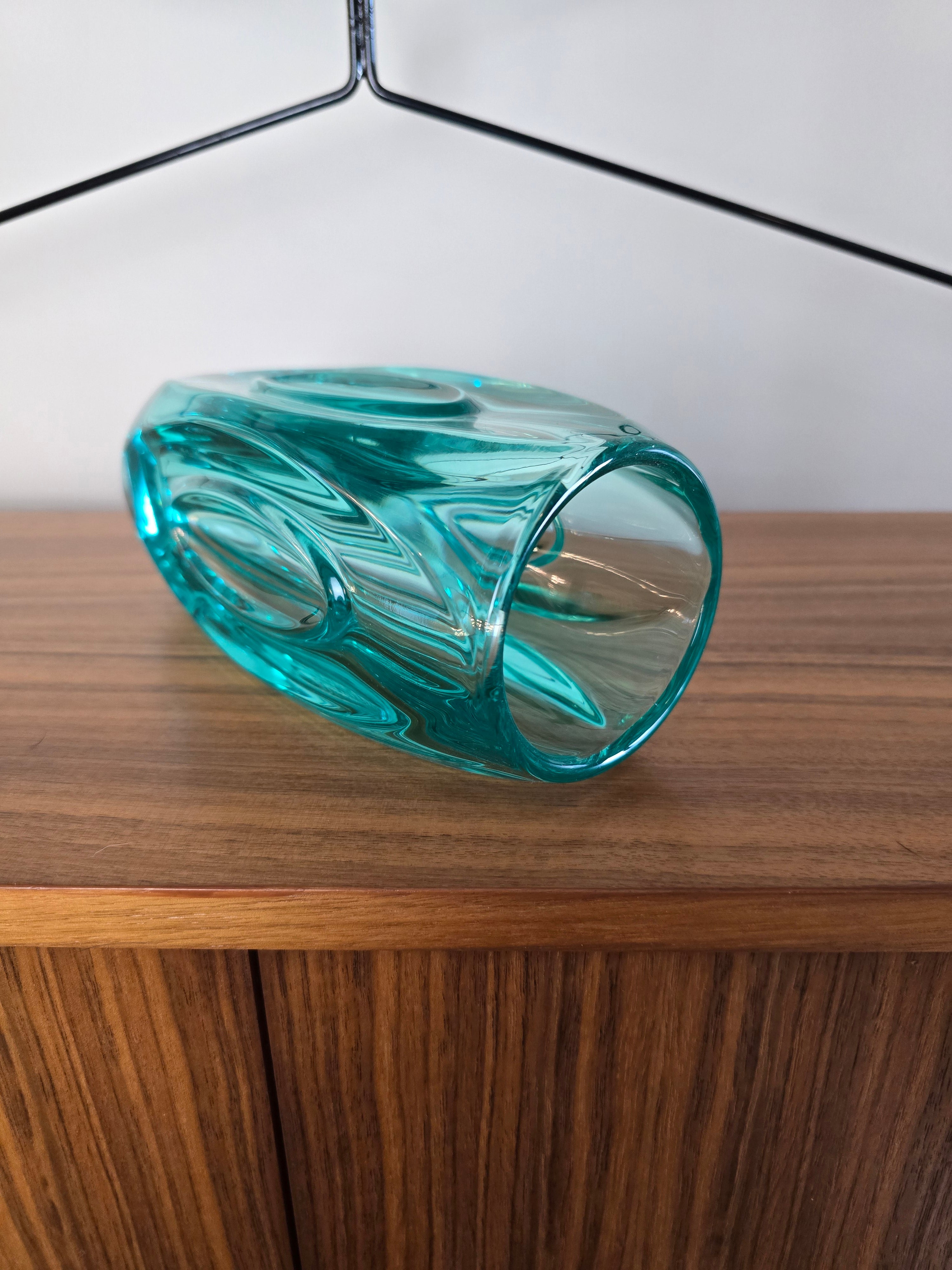 Sklo Union Large teal Bullet/Lens Glass Vase