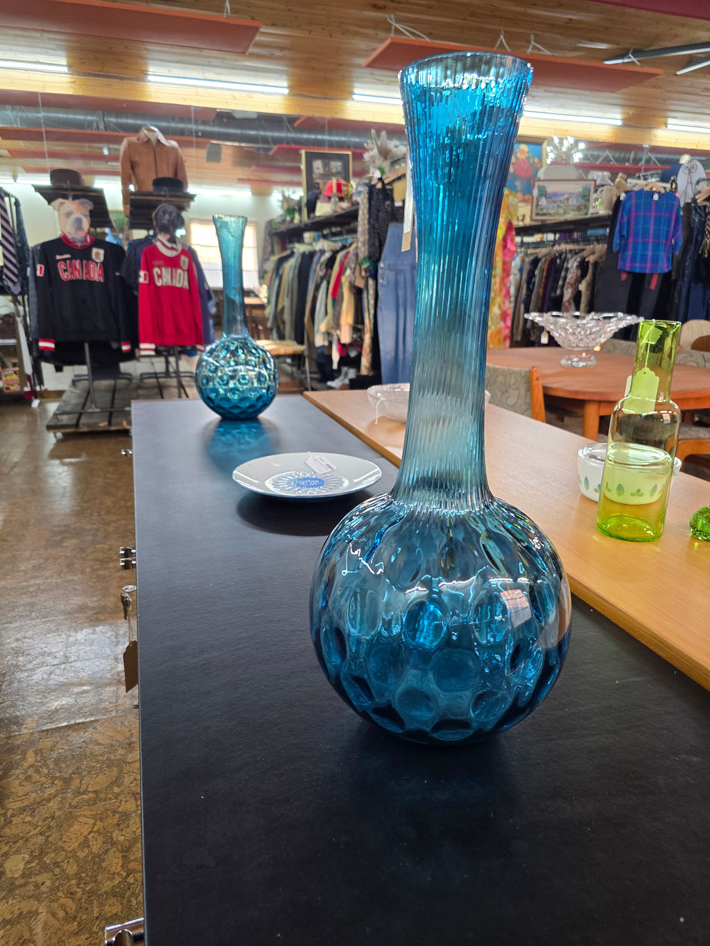 Empoli Oversized Blue Optic Vases - pair