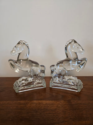 Art Deco L.E. Smith Glass Horse Bookends