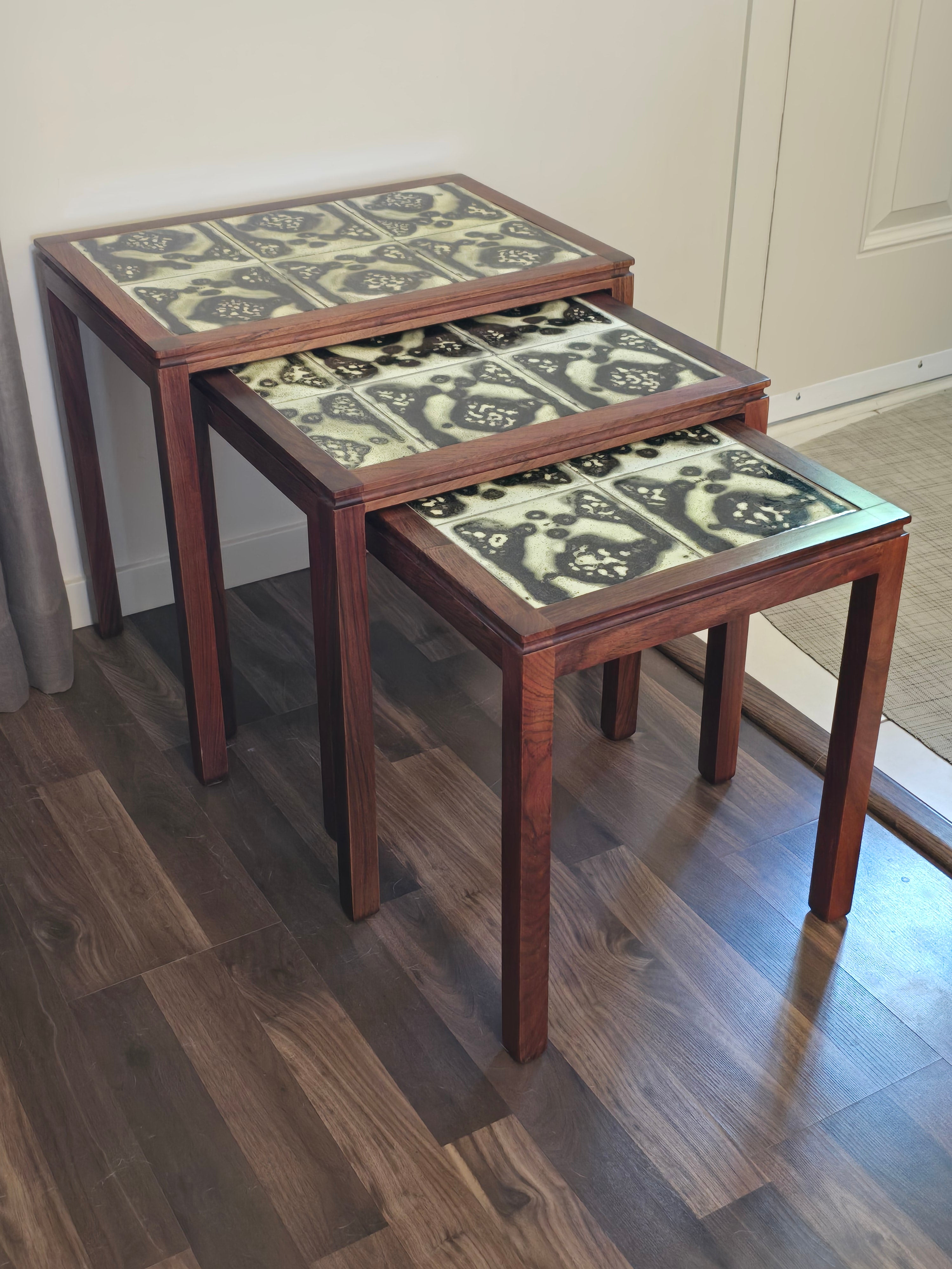 Danish Rosewood & Tile Nesting Tables