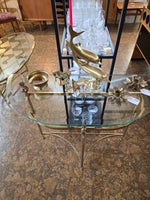 Hollywood Regency Victorian Dolphin Brass Coffee or Console Table