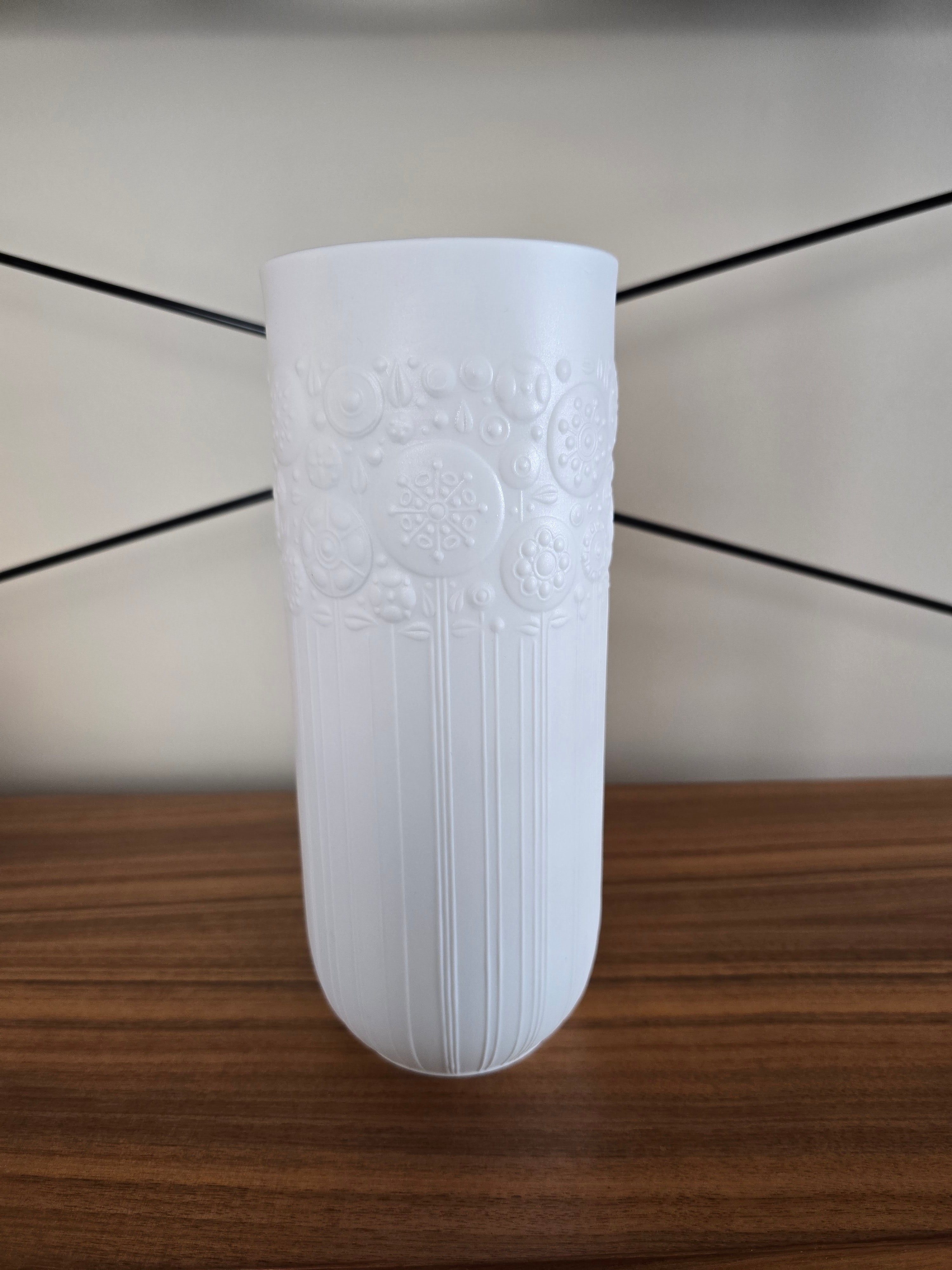 Bjorn Wiinblad for Rosenthal White Bisque Flower Relief Vase