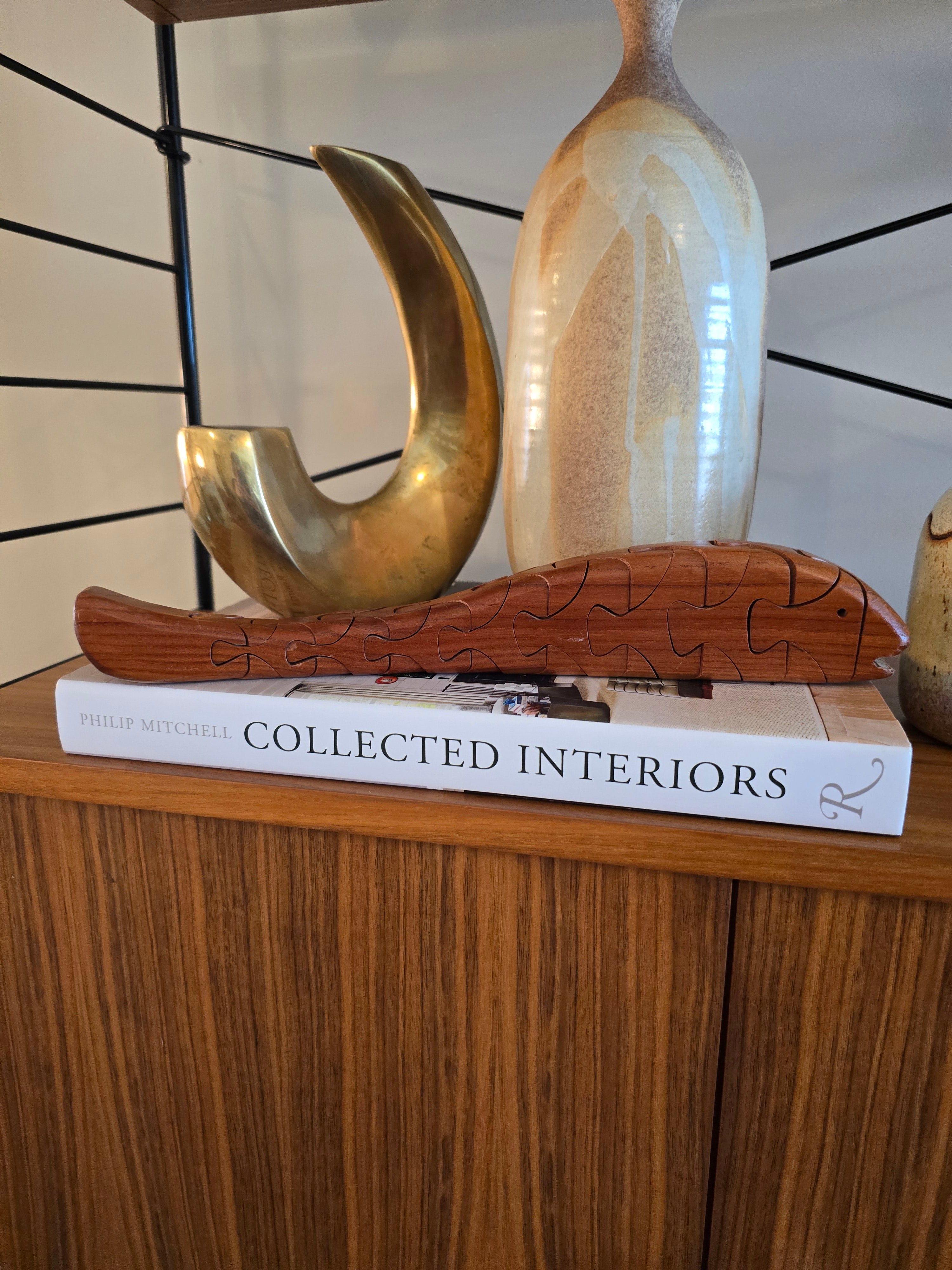 Teak Articulated Fish Puzzle