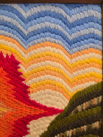 Vintage Framed Bargello Long Stitch Needlepoint Art