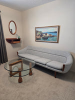 Mid Century Modern Tweed & Teak Sofa