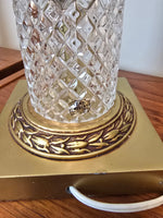 Pair of Italian Gilded Cherub & Crystal Lamps