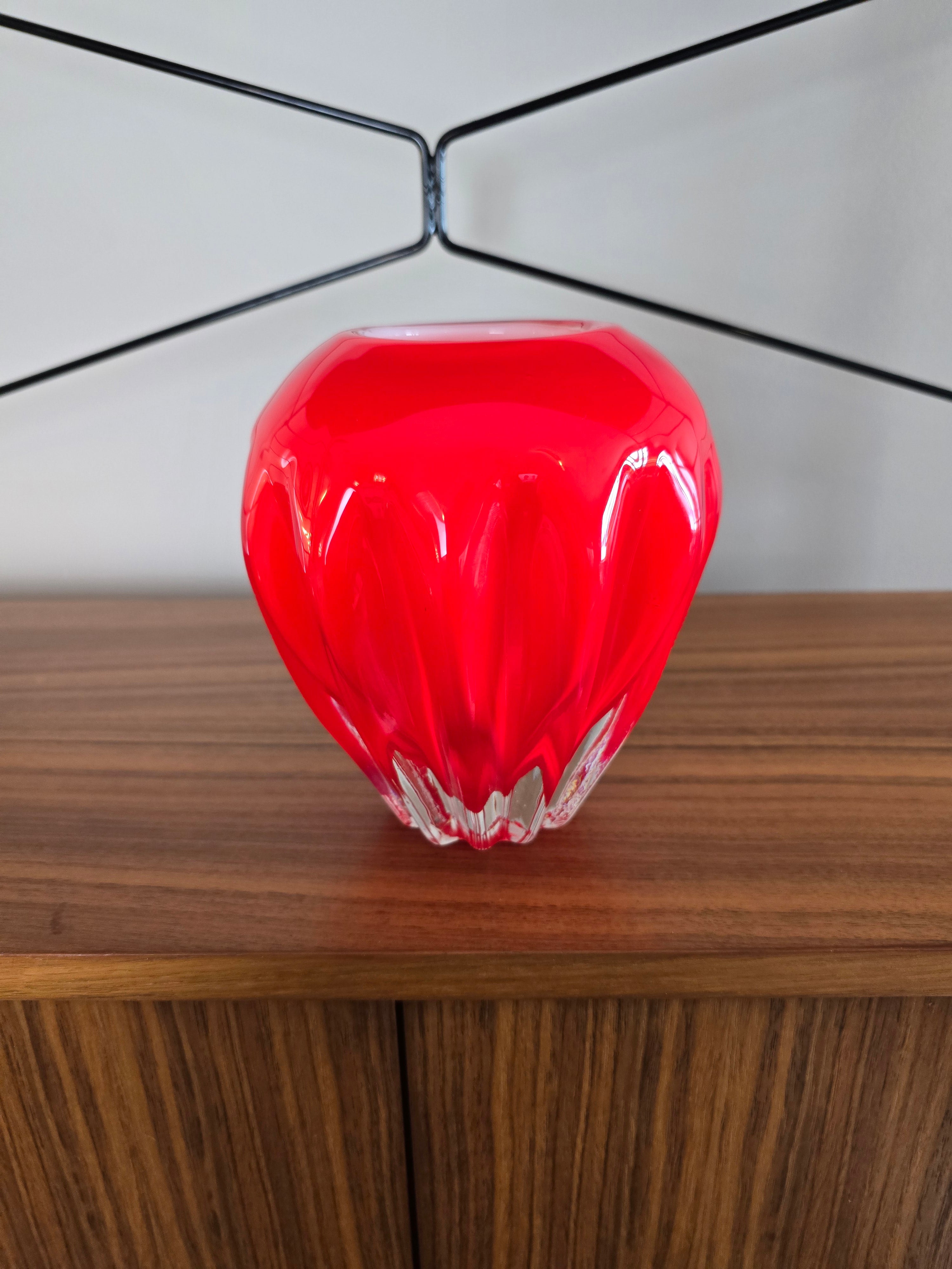 Japanese Red-Orange Glass Vase