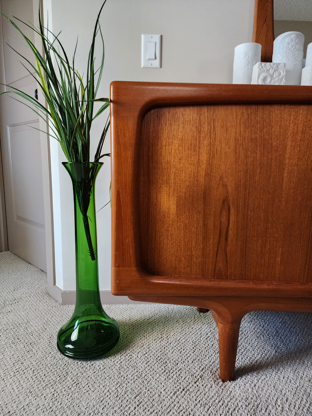 Blenko Floor Vase in Grass Green 789L