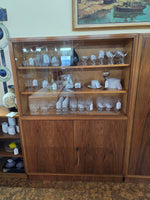 German Walnut Locking Cabinet w/ Glass Doors