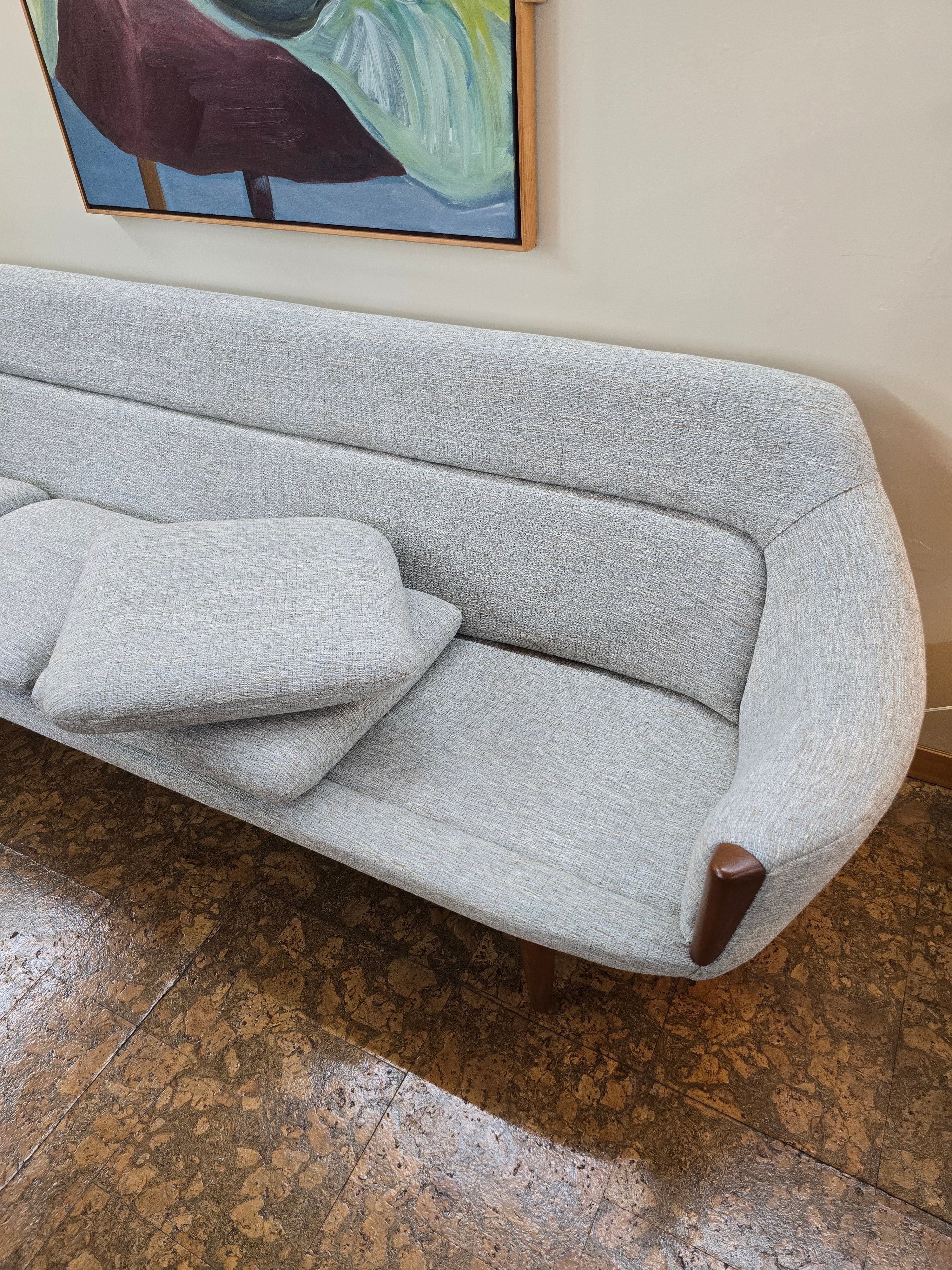 Tweed & Teak Four Seat Sofa