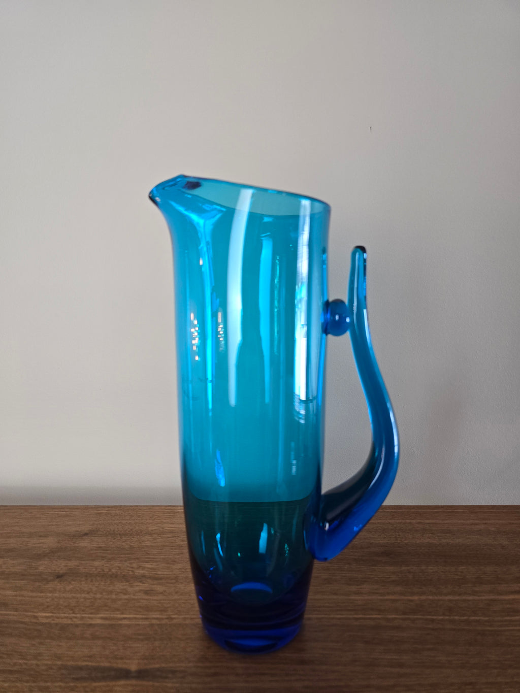 Blown Glass Blue Pitcher