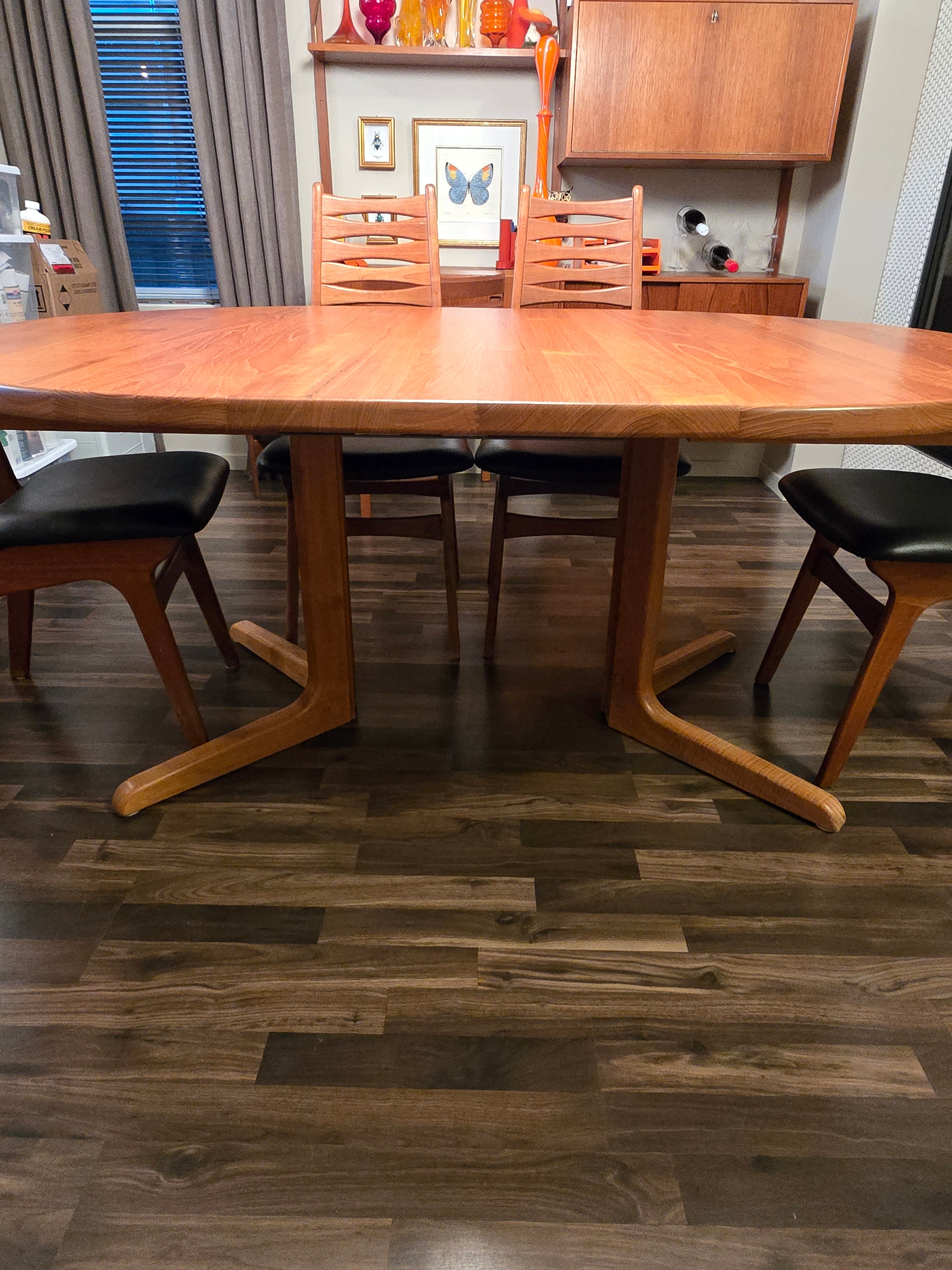 Niels Bach Danish Solid Teak Round Pedestal Dining Table