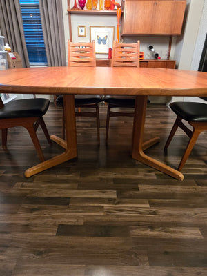 Niels Bach Danish Solid Teak Round Pedestal Dining Table