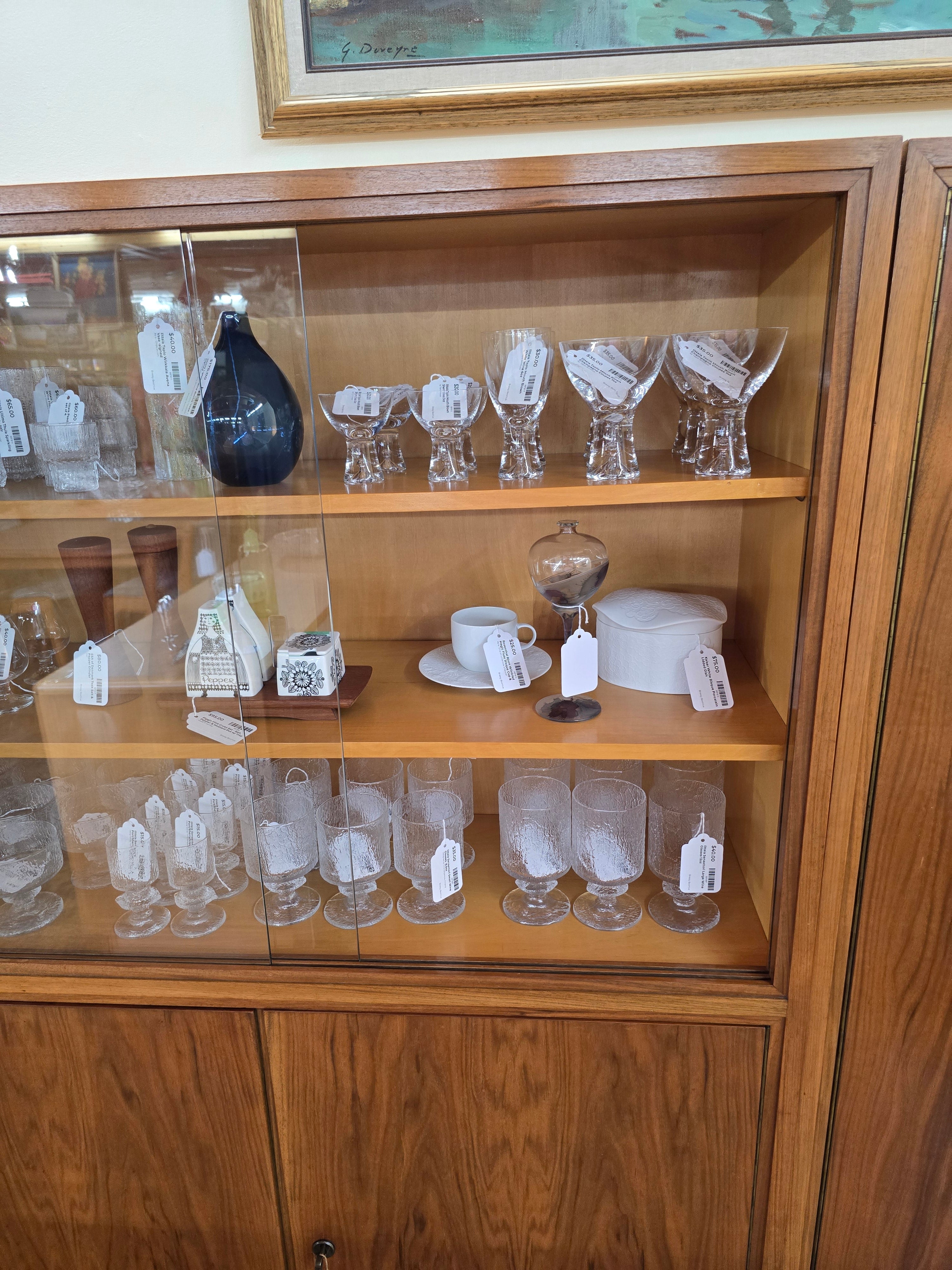 German Walnut Locking Cabinet w/ Glass Doors