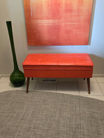Orange Vinyl Storage Bench