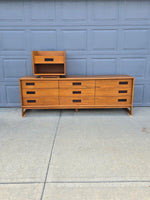 Teak 9 Drawer Dresser & Nightstand