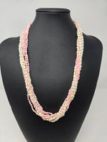 Multi Strand White & Pink Rice Pearl Necklace