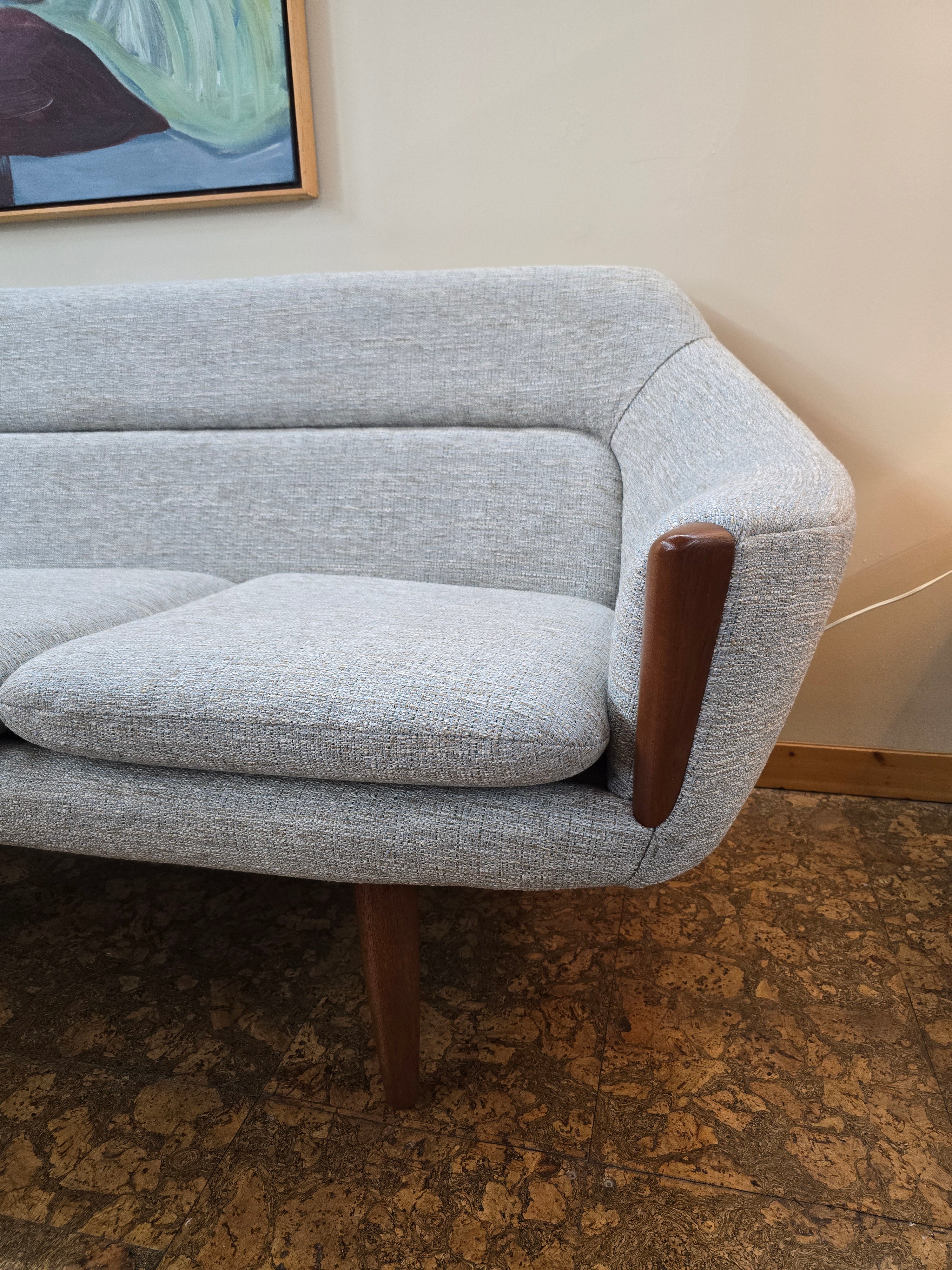 Tweed & Teak Four Seat Sofa