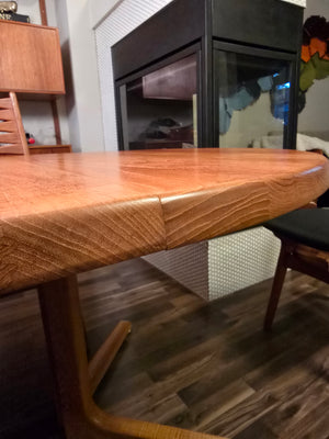 Niels Bach Danish Solid Teak Round Pedestal Dining Table
