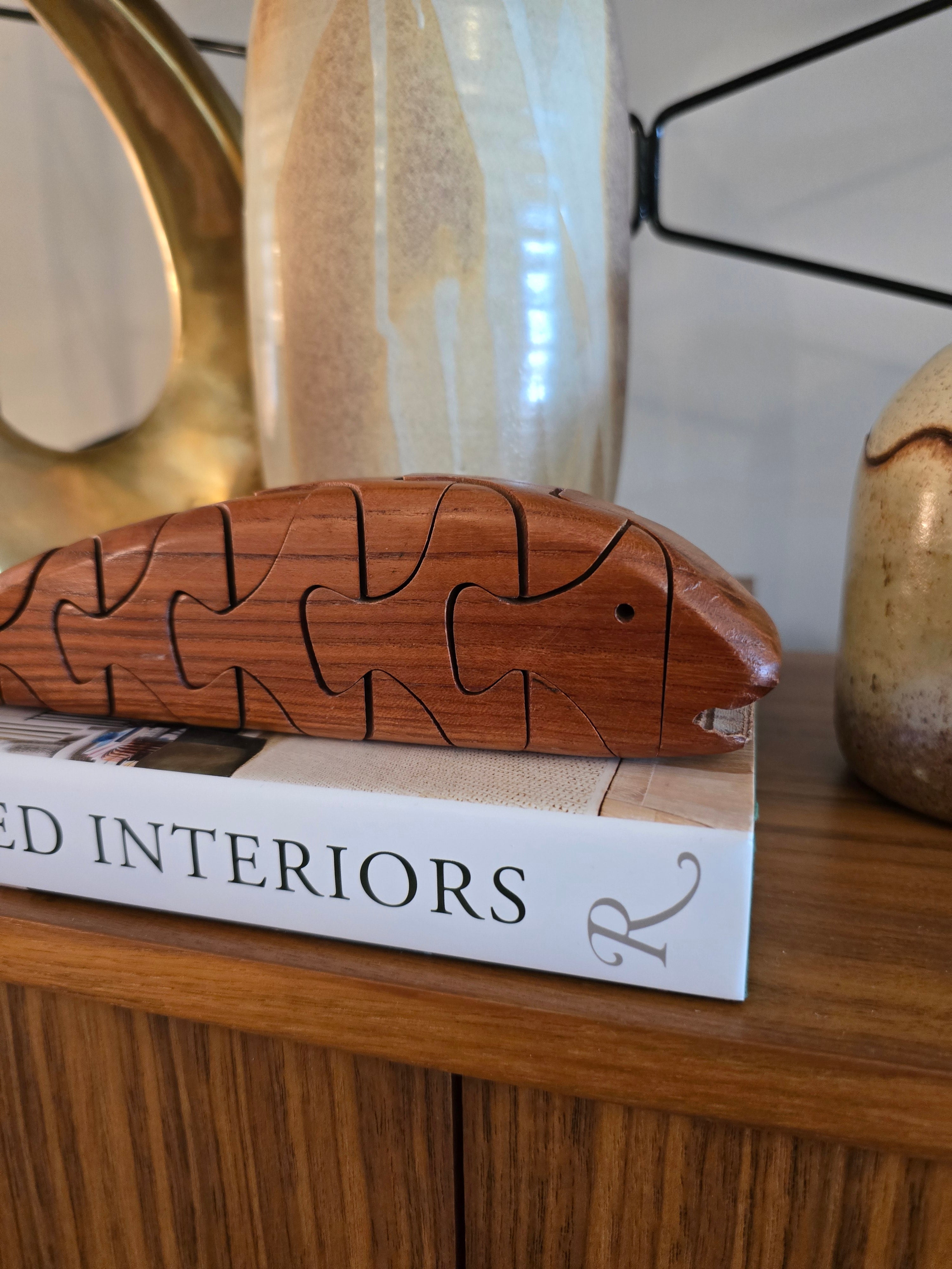Teak Articulated Fish Puzzle