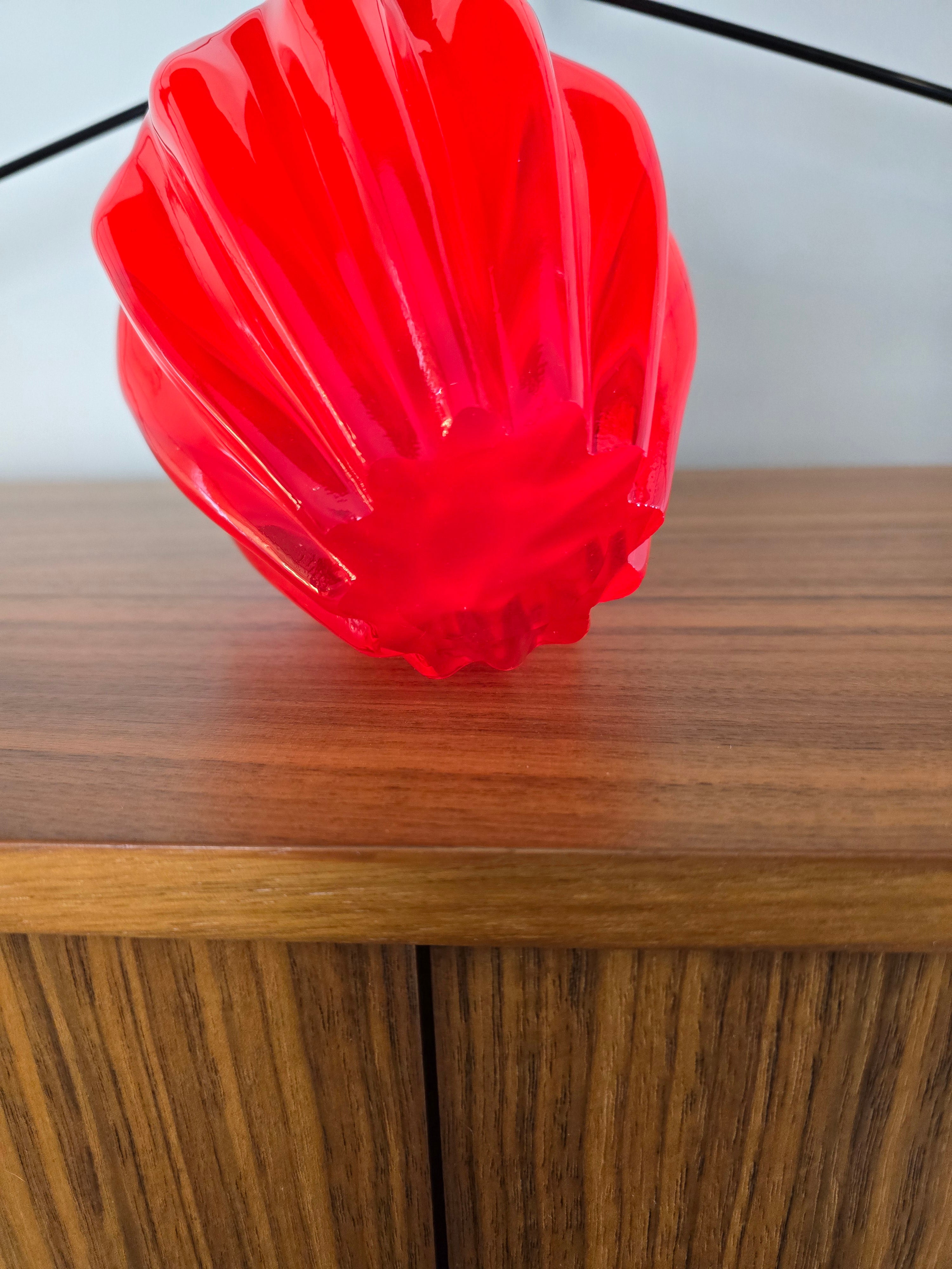 Japanese Red-Orange Glass Vase