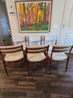 Frem Rojle Solid African Teak Dining Chairs x6