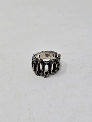 Brutalist Open Work Silver Ring
