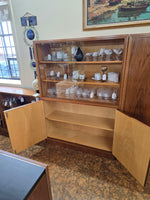 German Walnut Locking Cabinet w/ Glass Doors