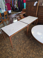 Beaucraft Marble & Walnut End Tables - Pair