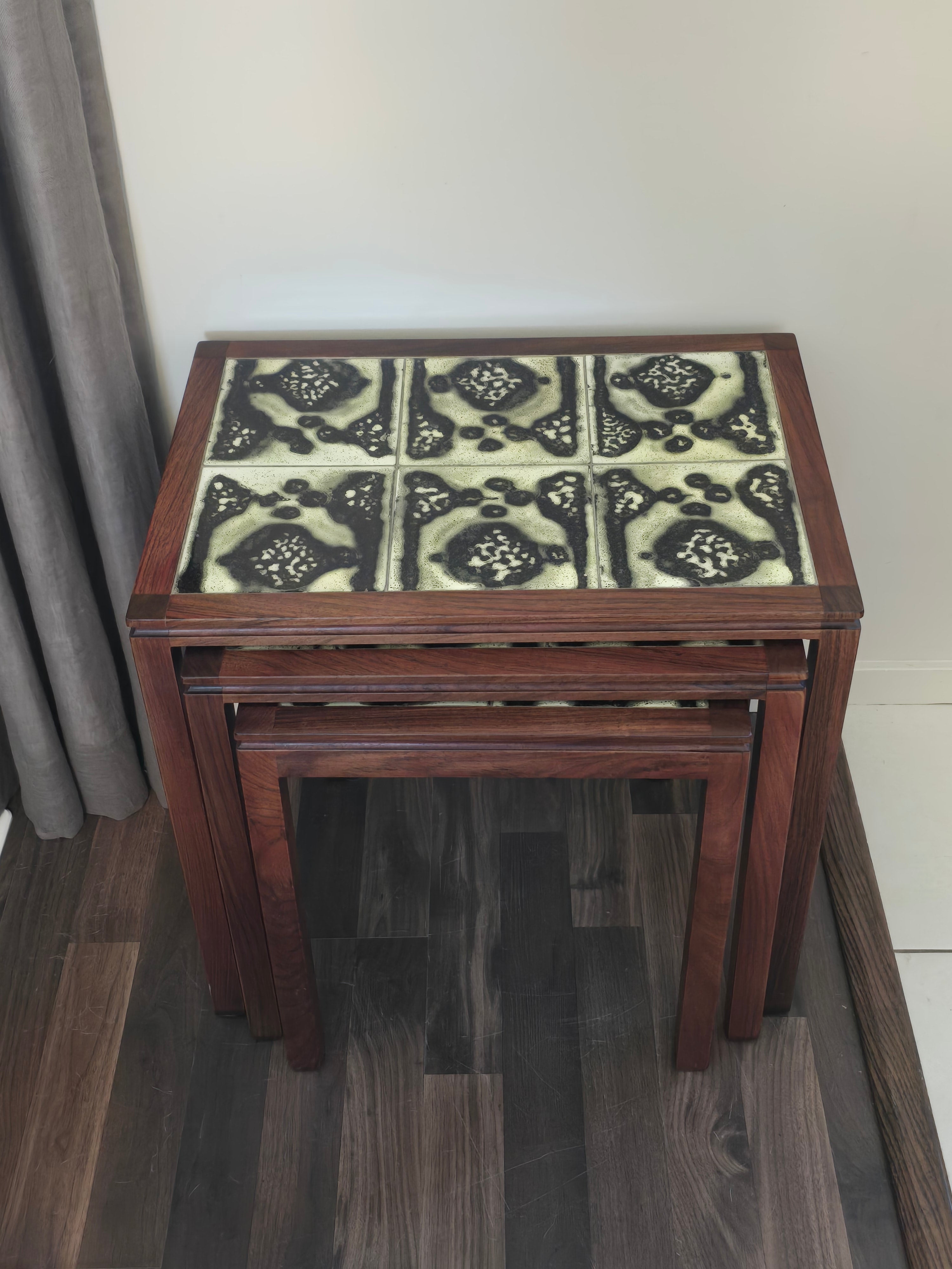 Danish Rosewood & Tile Nesting Tables