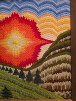 Vintage Framed Bargello Long Stitch Needlepoint Art