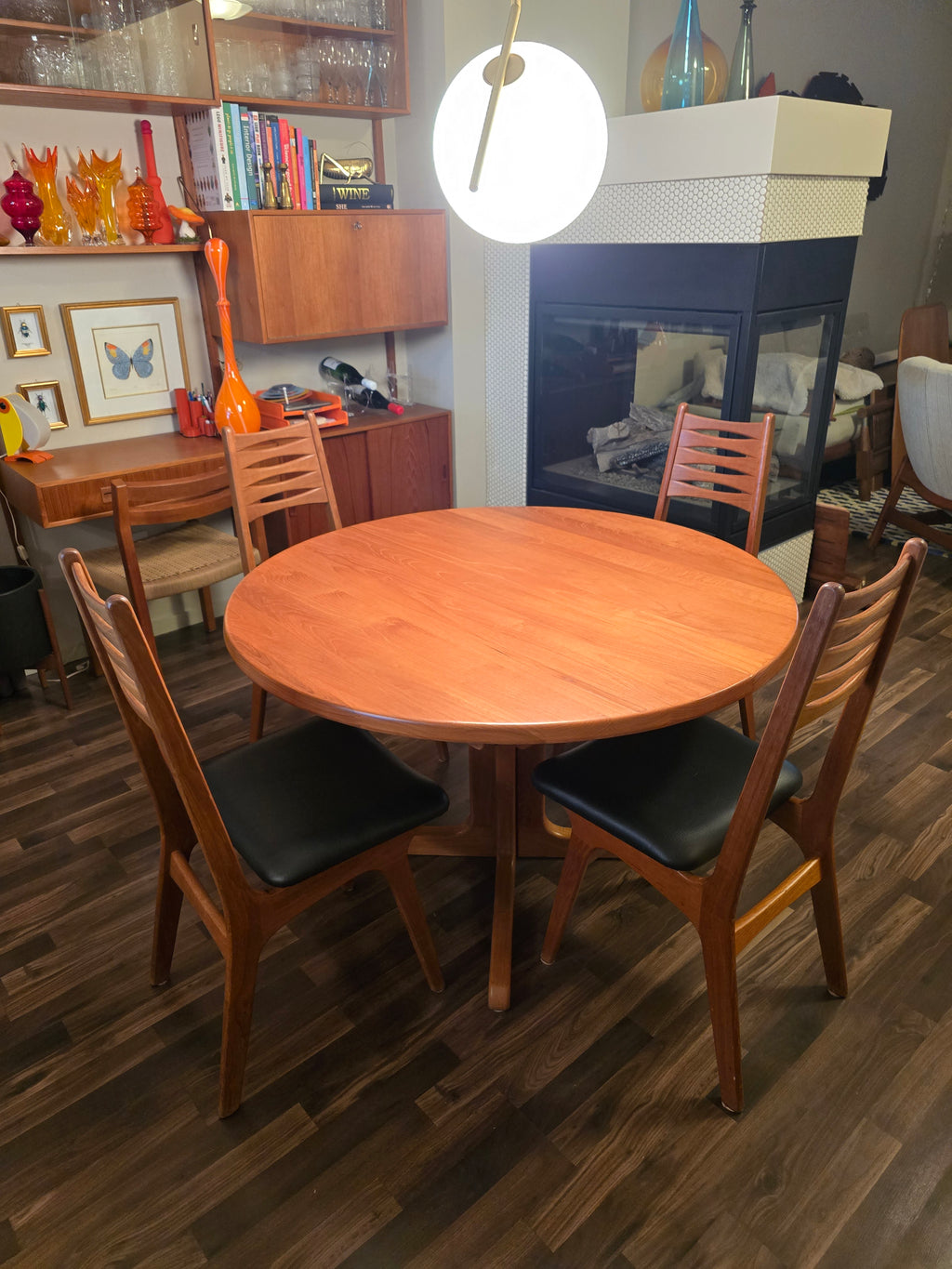Niels Bach Danish Solid Teak Round Pedestal Dining Table