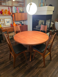 Niels Bach Danish Solid Teak Round Pedestal Dining Table