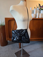 1980s Black Leather Crossbody Purse