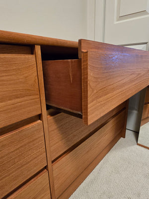 Danish Modern Teak Double Dresser w/ Mirror