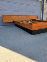 Teak Queen Bedframe w/ Floating Nightstands