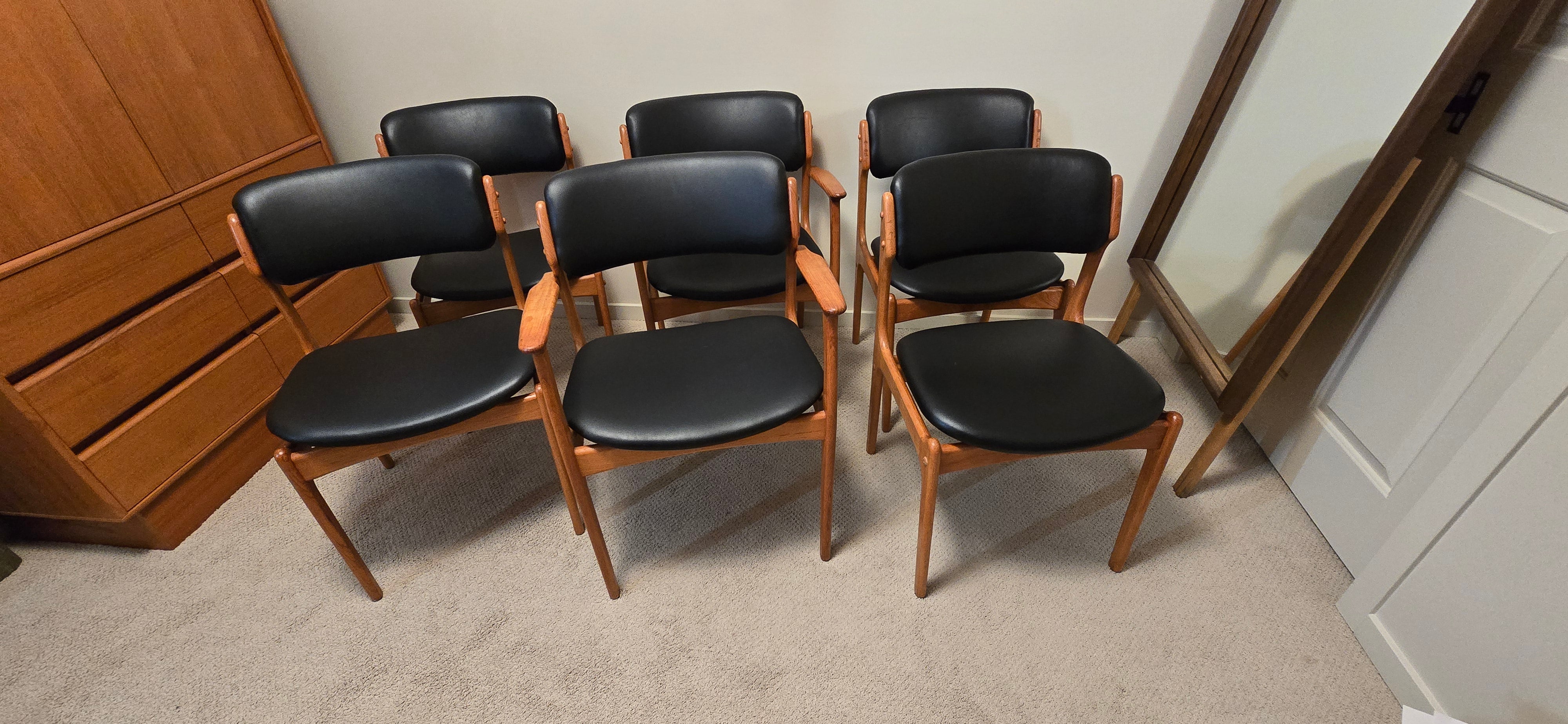 Erik Buck for O.D. Mobler Teak Dining Chairs x6