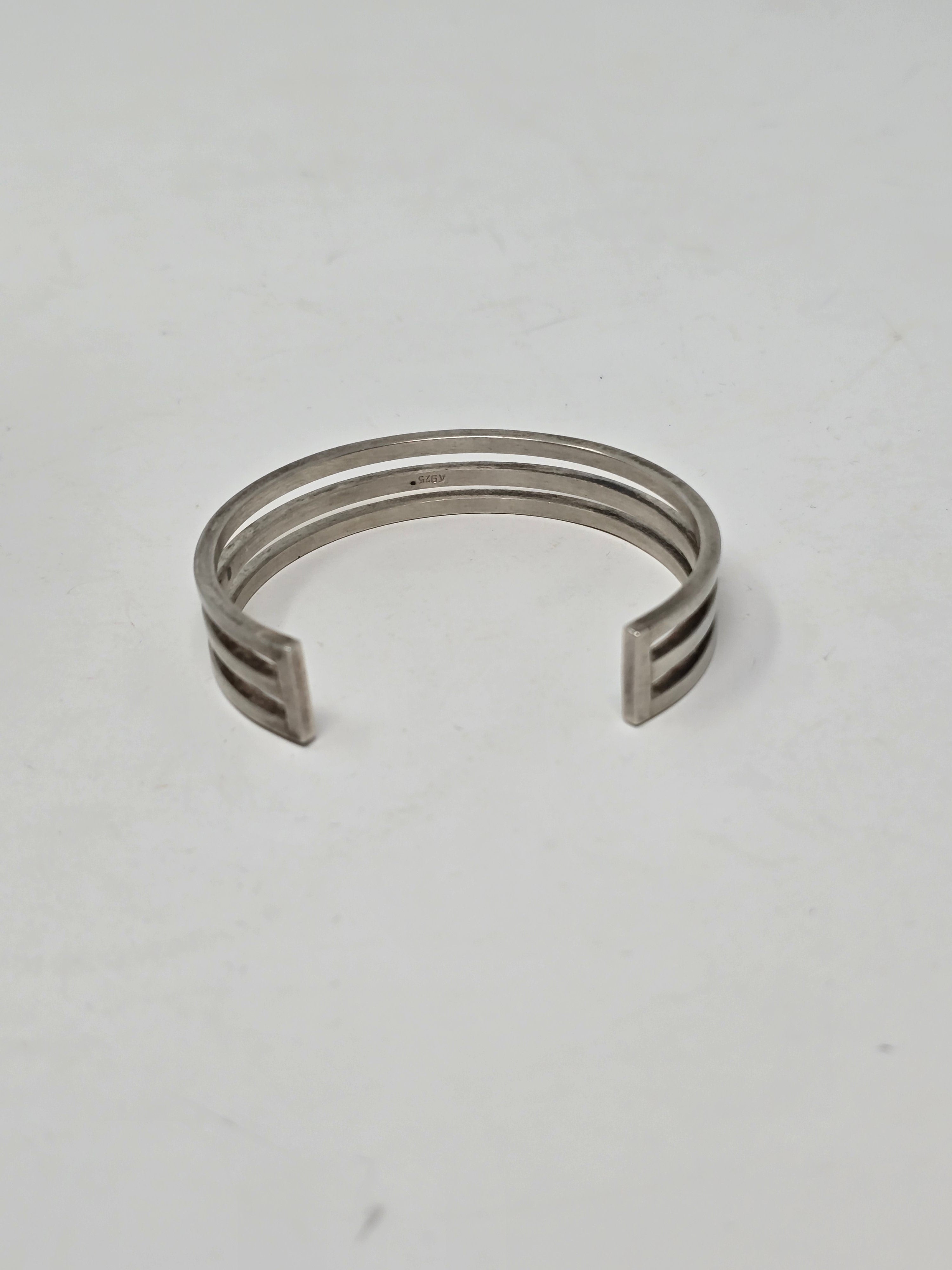 Modernist Silver Triple Band Bangle