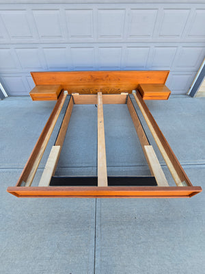 Teak Queen Bedframe w/ Floating Nightstands