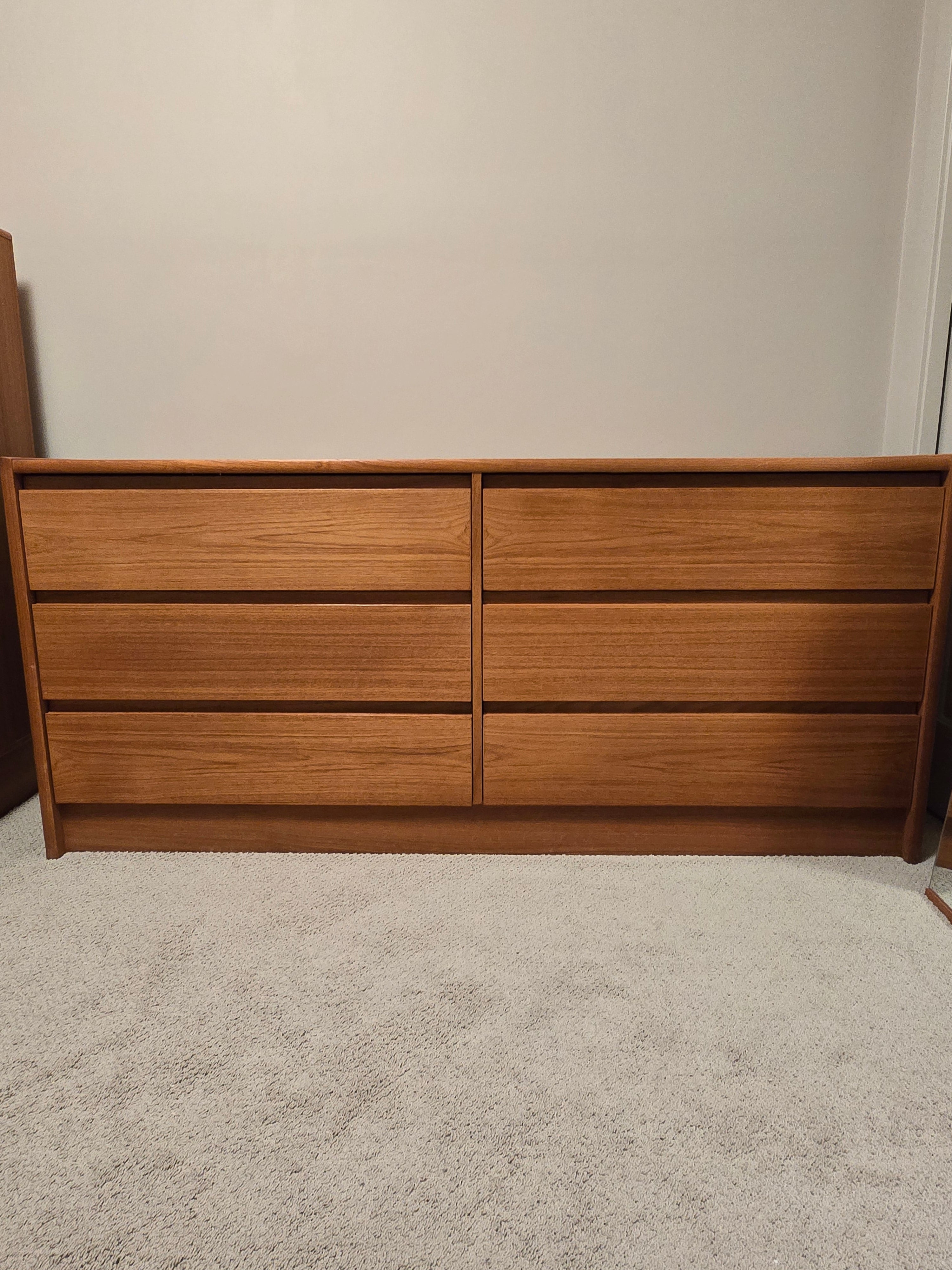 Danish Modern Teak Double Dresser w/ Mirror